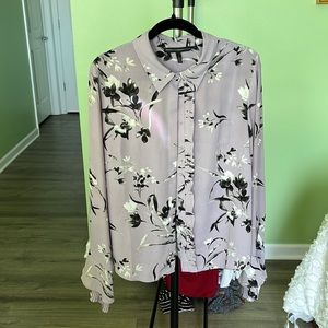 White House Black Market Lavender Floral Blouse